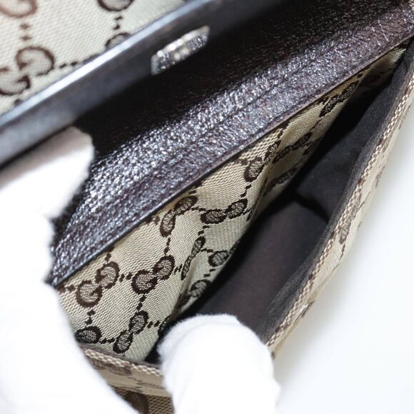 GUCCI GG Canvas Web Sherry Line Shoulder Bag Beige Red Green 169937 Auth ki5345 - Picture 12 of 16